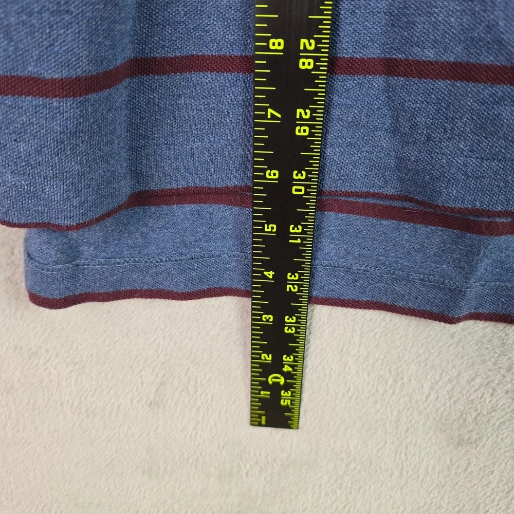 Polo Ralph Lauren Mens Large Blue‎ Burgundy Striped Cotton Pique Polo Shirt L